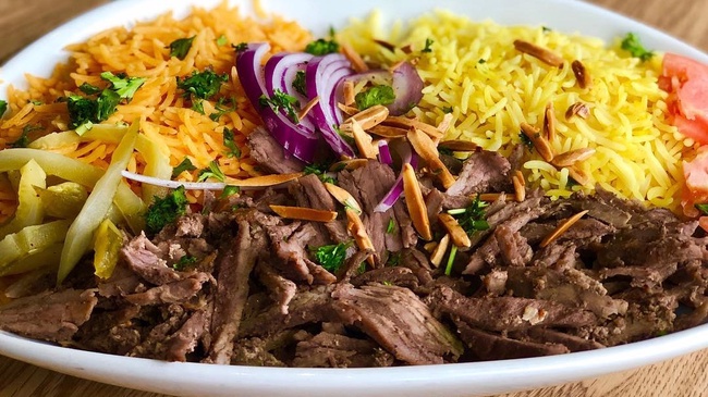 Order Steak Shawarma Entree food online from Crave Kabob store, Chicago on bringmethat.com