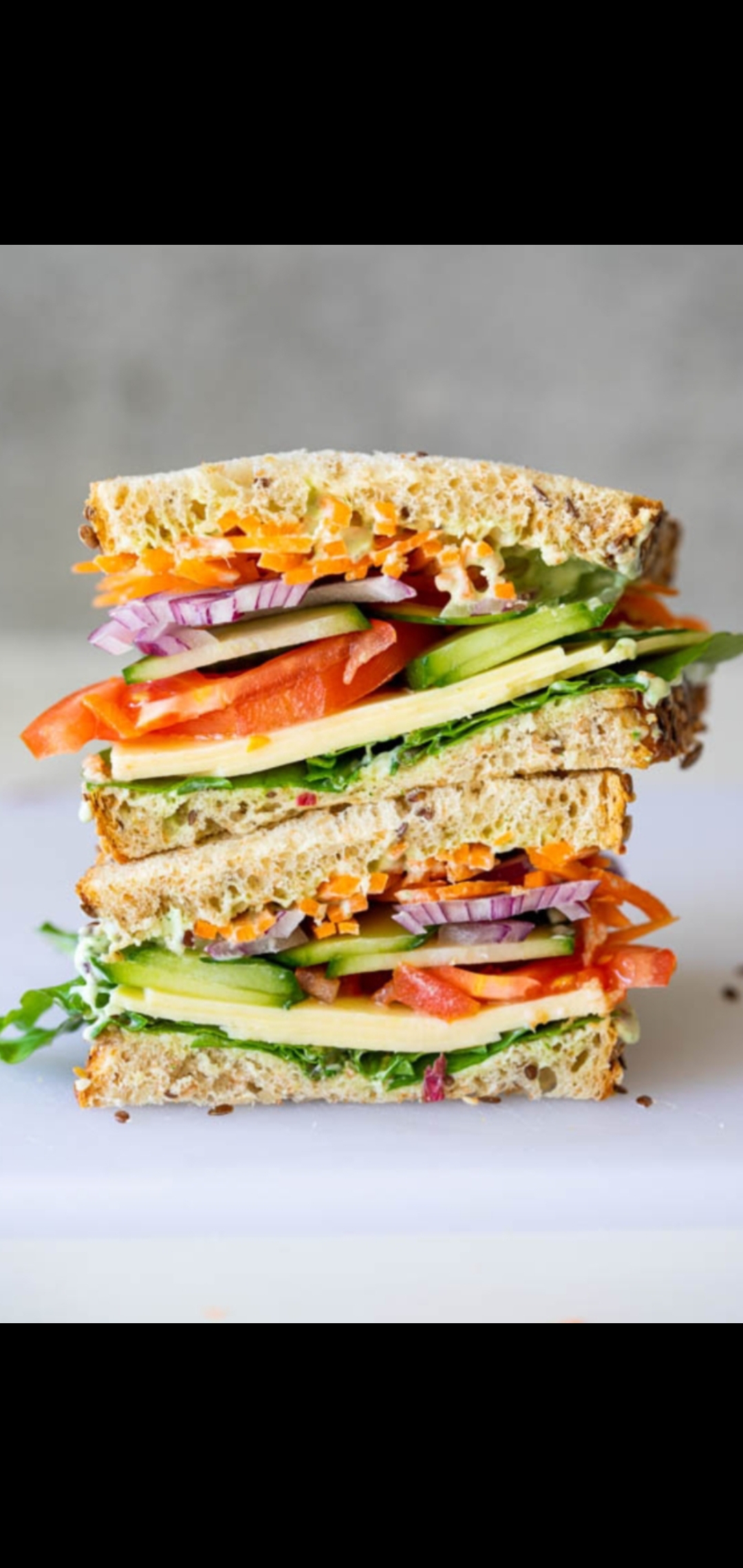 Order Healthy Salad Sandwich (Your choice of cheese, carrots, tomatoes, red onions, spinach, cucumber,bell peppers & Avocado) food online from American Gourmet Foods Deli store, New York on bringmethat.com