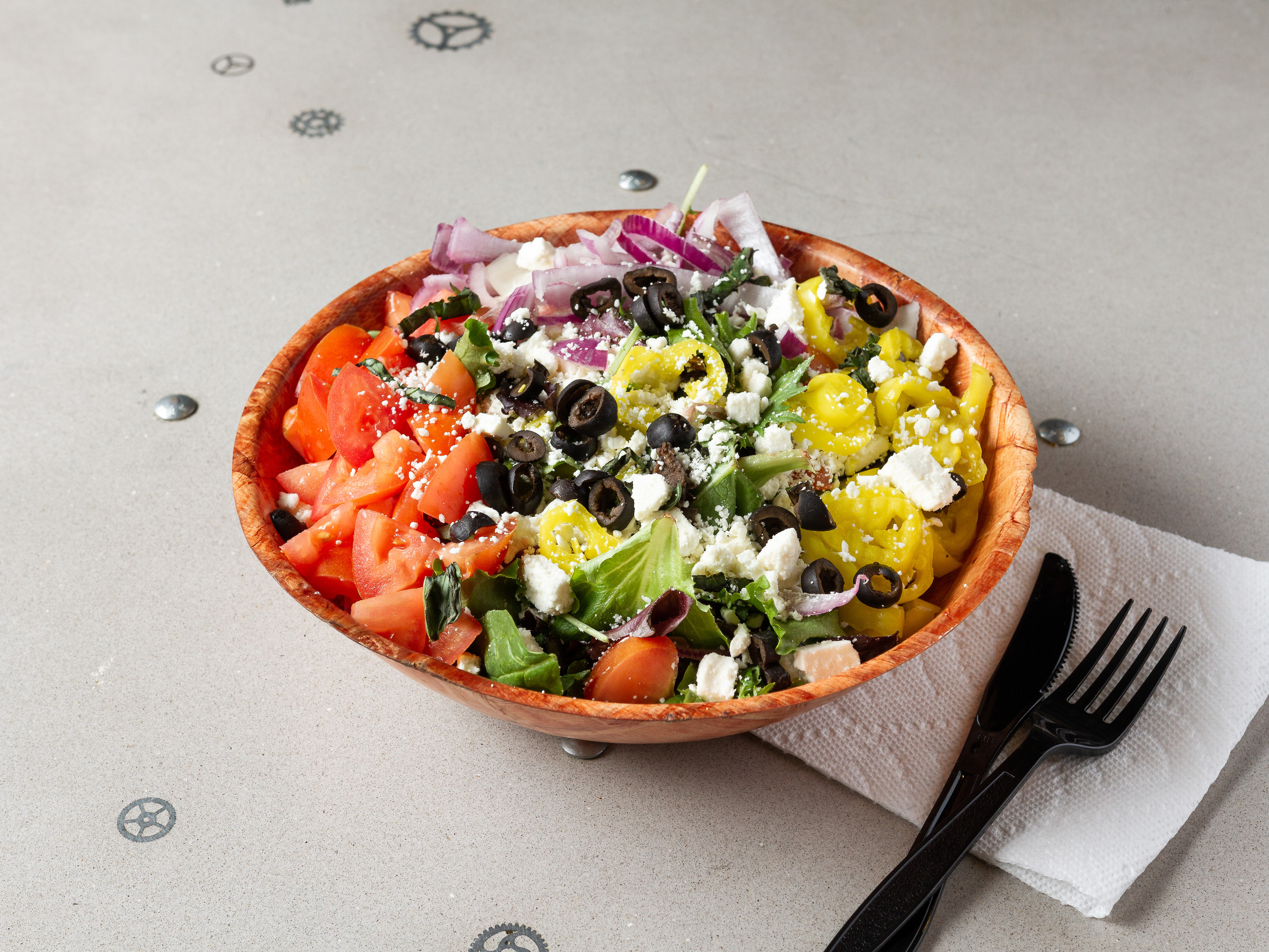 Order Mediterranean Salad food online from Third Base Pizza And Frozen Custard Parlor store, Occoquan Historic District on bringmethat.com