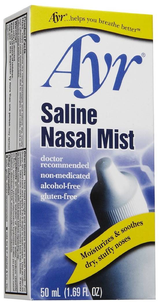 Order Ayr Saline Nasal Mist (1.69 oz) food online from Rite Aid store, Mount Vernon on bringmethat.com