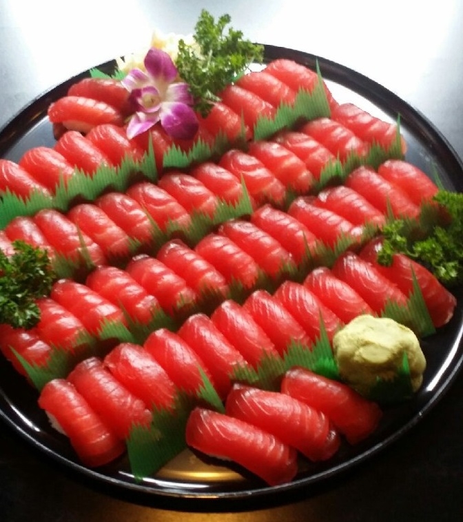 Order F: Tuna Sushi Platter 50 pcs food online from Genki Ya Organic Sushi store, Boston on bringmethat.com