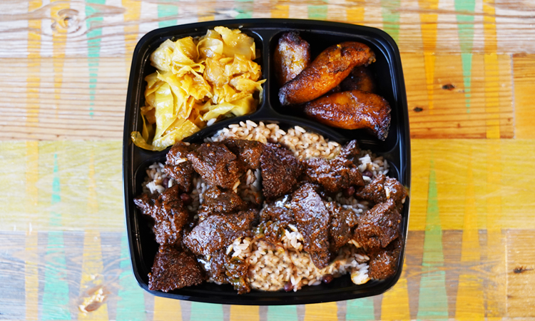 Order JERK BEEF BOX food online from Irie Jamaican Kitchen store, Cleveland on bringmethat.com