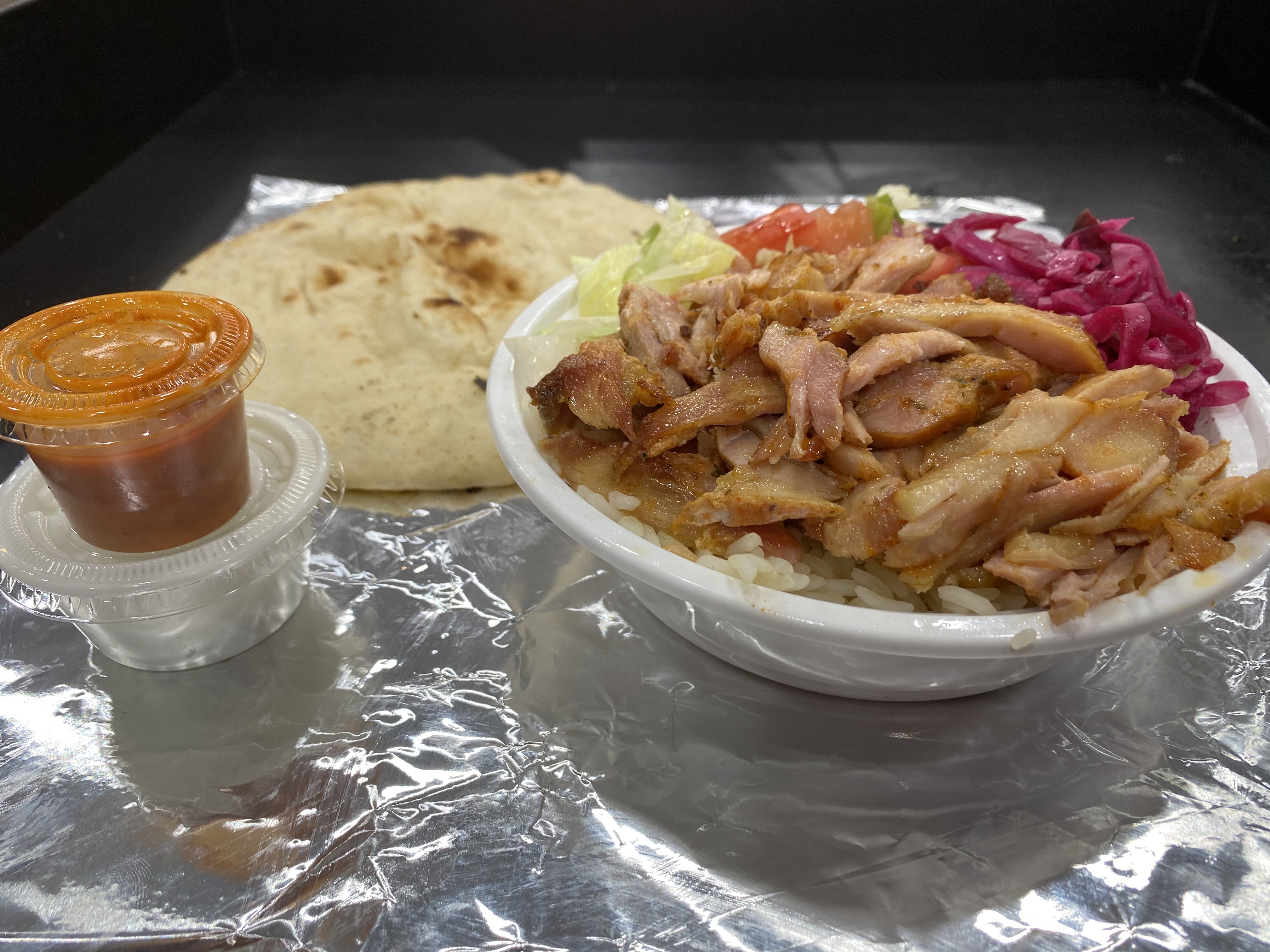 Order SPECIAL CHICKEN GYRO SMALL PLATE !!!!!!!! food online from Soup & Gyro store, New York on bringmethat.com