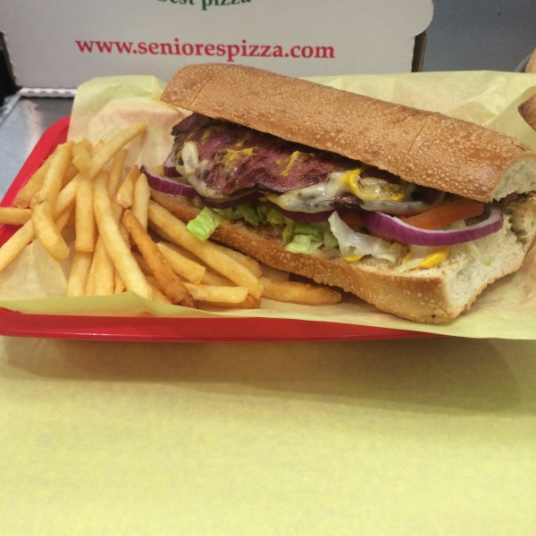 Order 01. Hot Pastrami Sandwich food online from Seniore's Pizza store, San Bruno on bringmethat.com
