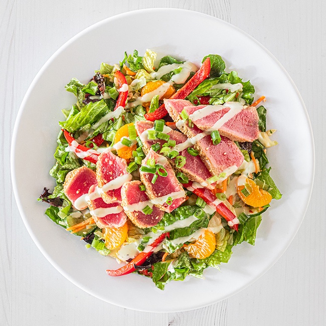 Order Seared Ahi Tuna Salad food online from Hurricane Grill & Wings store, Lindenhurst on bringmethat.com