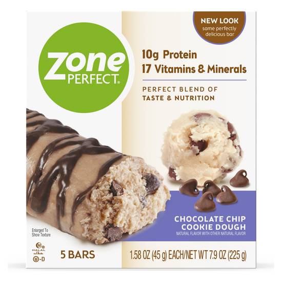 Order ZonePerfect Protein Bar Chocolate Chip Cookie Dough Bars (1.58 oz x 5 ct) food online from Rite Aid store, PITTSBURGH on bringmethat.com