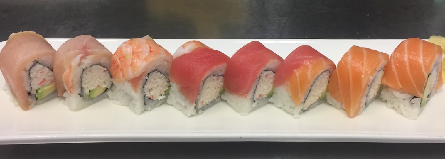 Order Rainbow Roll food online from Fukusuke Japanese Ramen Dining store, Fountain Valley on bringmethat.com