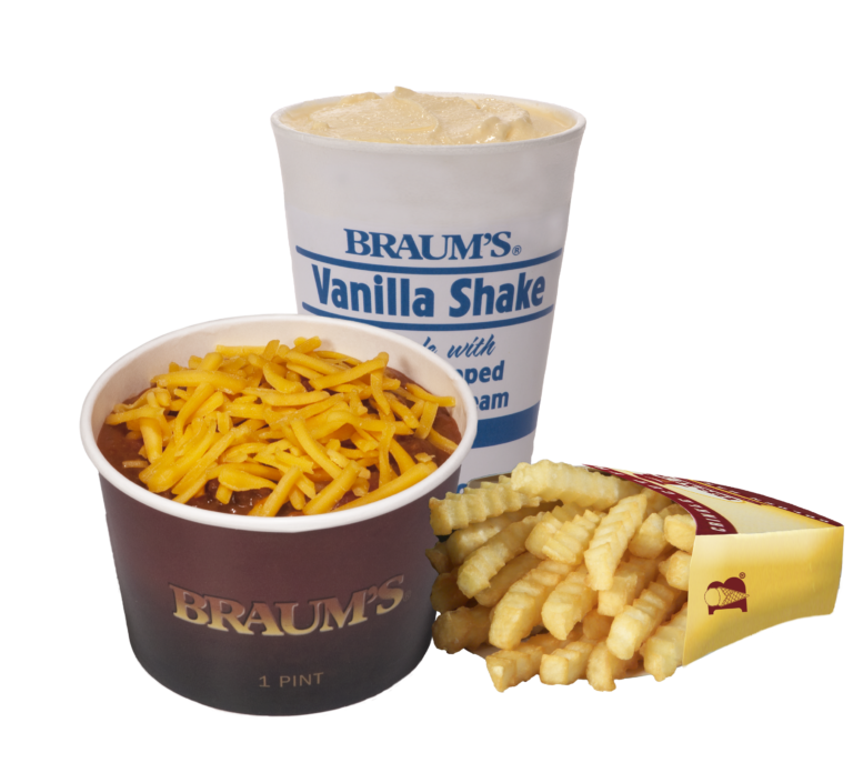 Order 11. Chili w/ Beans, Cheese Combo food online from Braum store, Salina on bringmethat.com