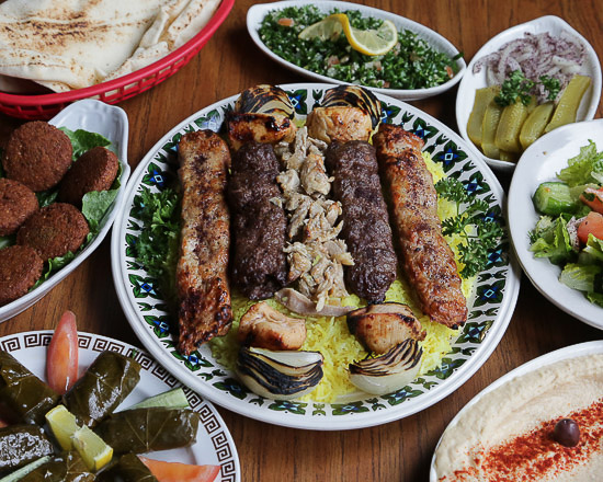 Order Dinner Platter for 3 food online from Mikhos Mediterranean Cuisine store, Lansing on bringmethat.com