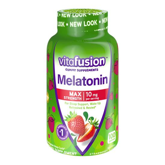 Order Vitafusion Melatonin Max Strength 10 Mg Strawberry (100 ct) food online from Rite Aid store, Palm Desert on bringmethat.com