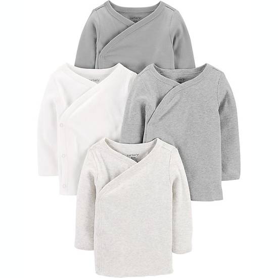 Order carter's® Preemie 4-Pack Long Sleeve Side-Snap Shirts in Grey Multi food online from Bed Bath & Beyond store, Lancaster on bringmethat.com