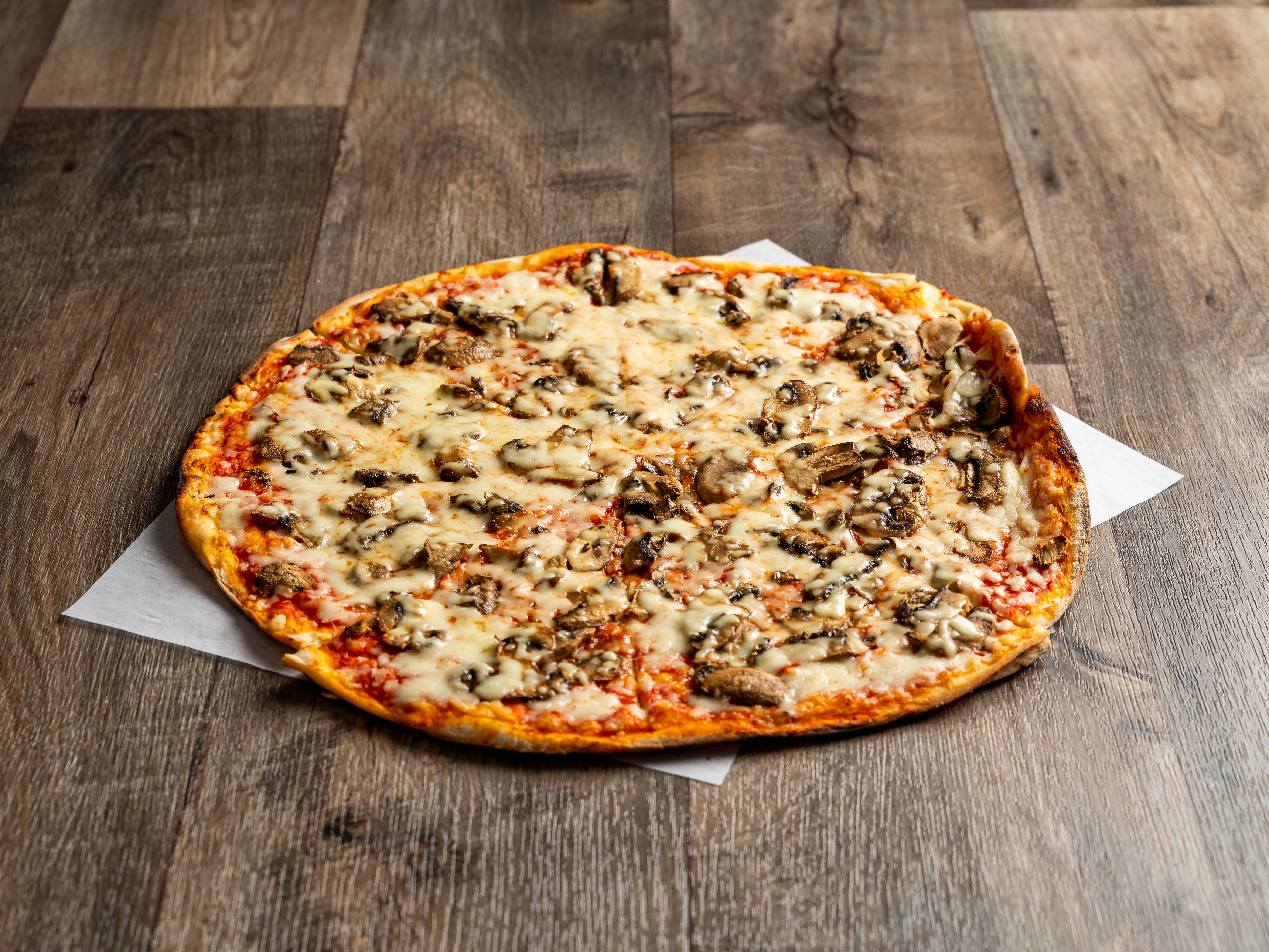 Order Fresh Mushrooms Pizza food online from Christian Pizza store, Charlottesville on bringmethat.com