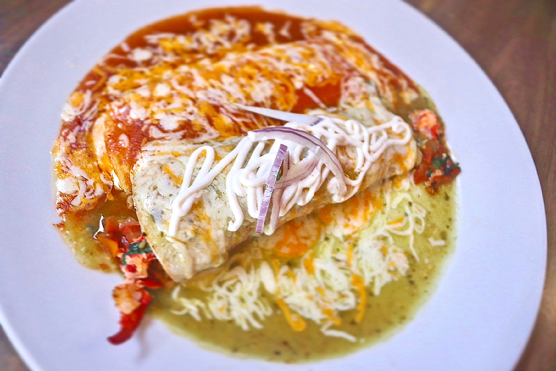Order Enchiladas Suizas food online from Little Onion Mexican Restaurant store, Santa Ana on bringmethat.com