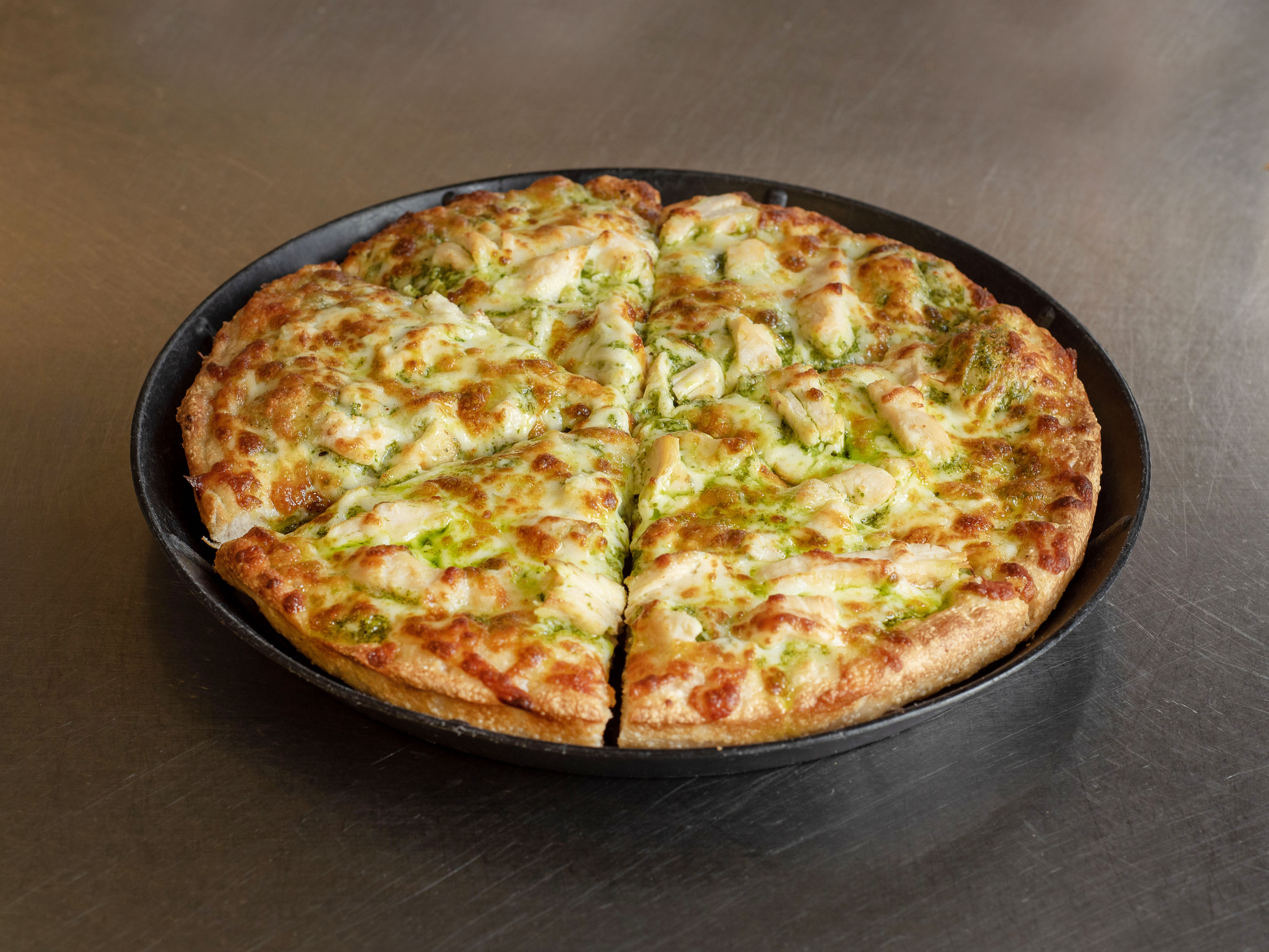 Order Pesto Chicken Pizza food online from Willows Pizza & Restaurant store, South Portland on bringmethat.com
