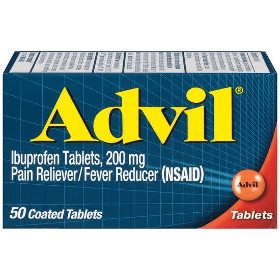 Order Advil Pain Reliever and Fever Reducer Coated Tablets with Ibuprofen 200 mg (50 ct) food online from Rite Aid store, MILFORD on bringmethat.com