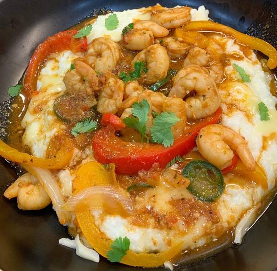 Order *Fajita Shrimp & Grits food online from Bailey Seafood store, Buffalo on bringmethat.com