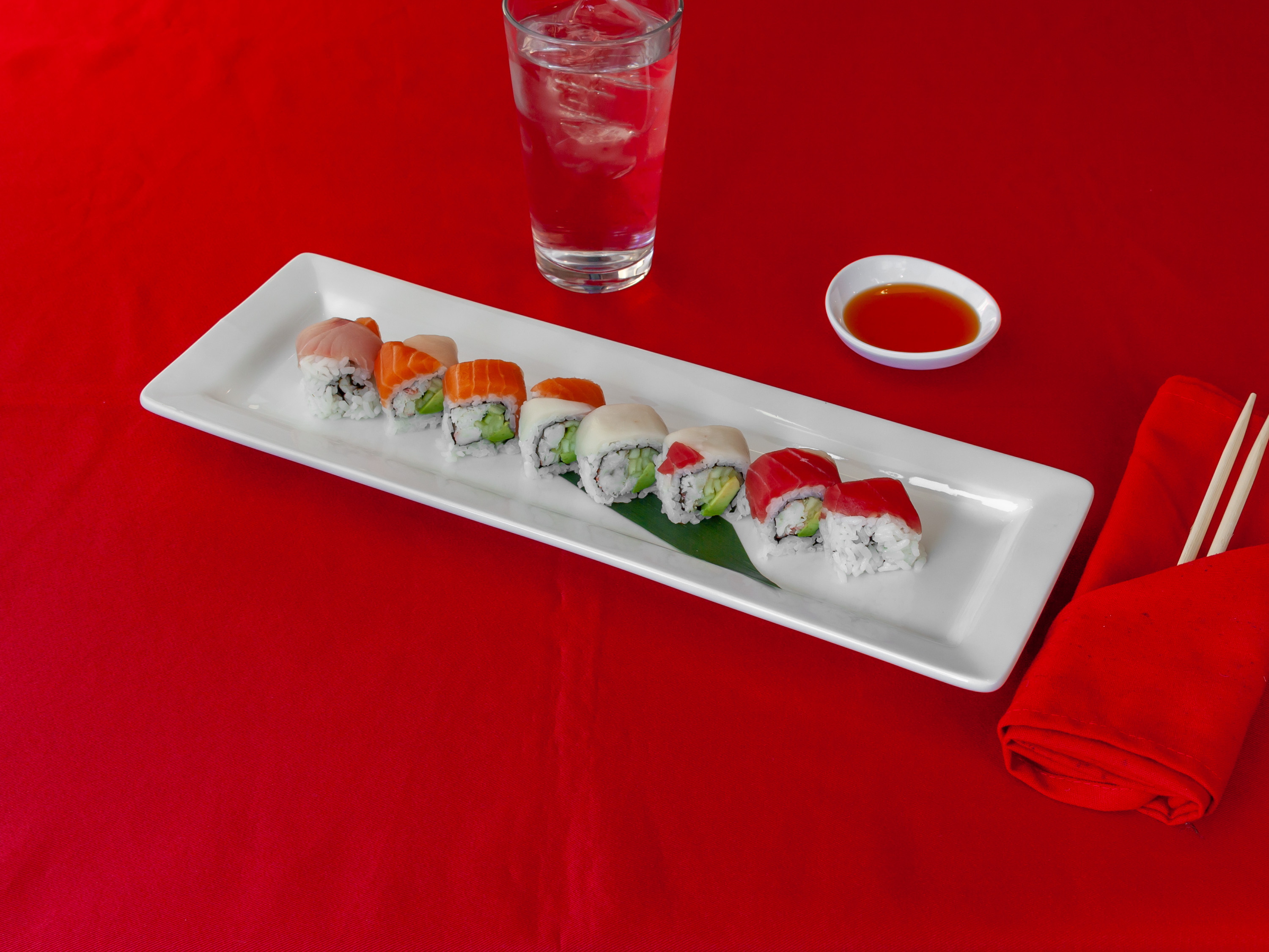 Order Rainbow Roll food online from Suguni Sushi store, Chicago on bringmethat.com
