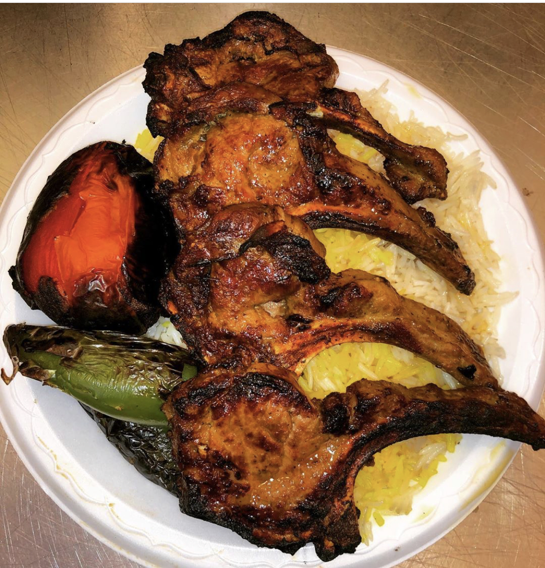 Order 14. Lamb Chops with Rice food online from Dream Kabob House store, Los Angeles on bringmethat.com