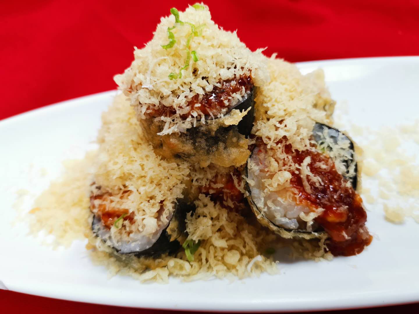 Order 67. Volcano Roll food online from Yaba Sushi And Steak store, Roscoe on bringmethat.com