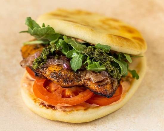 Order Honey Cajun Salmon Pita burger food online from Daphne store, Simi Valley on bringmethat.com