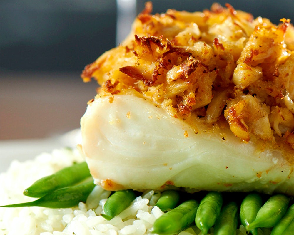 Order Crab Crusted Haddock food online from Burtons Grill store, South Windsor on bringmethat.com