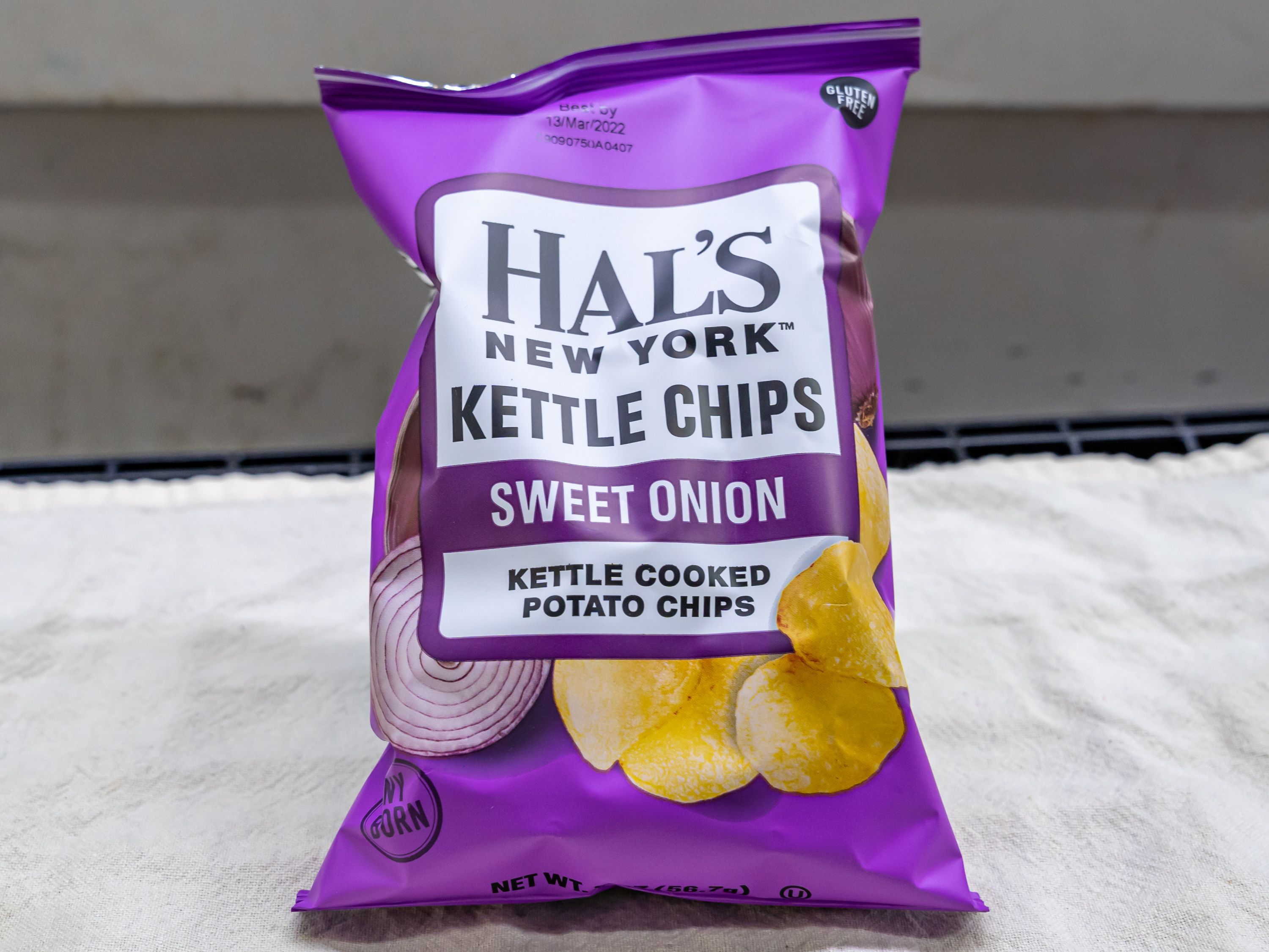 Order Hal's New York kettle chips - sweet onion - 2oz food online from Quentin Deli and Grocery store, Brooklyn on bringmethat.com