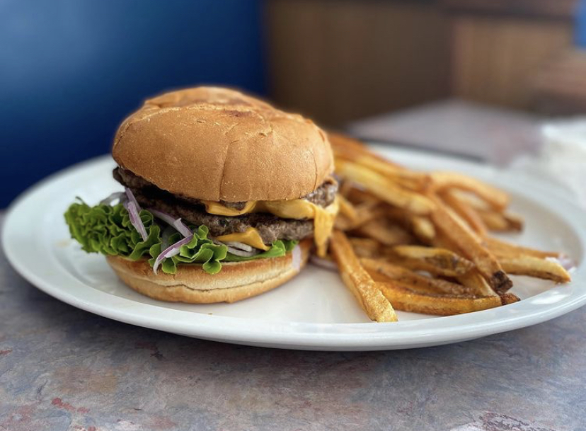 Order Cheeseburger food online from Mad Greek Cafe store, Charlotte on bringmethat.com