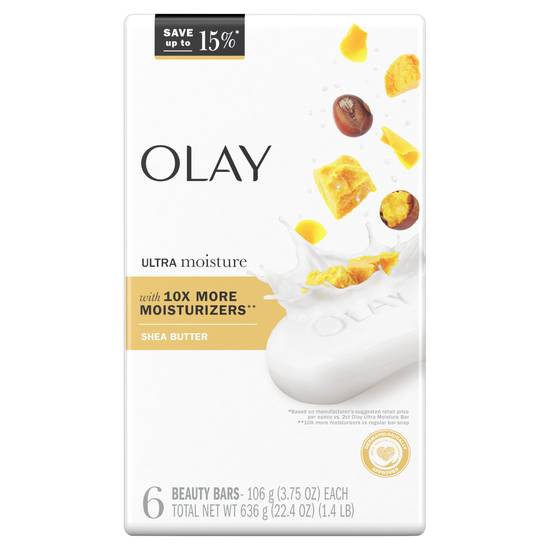 Order Olay Moisture Outlast Ultra Moisture Shea Butter Beauty Bar with Vitamin B3 Complex 3.75 OZ, 6CT food online from Cvs store, MANCHESTER on bringmethat.com