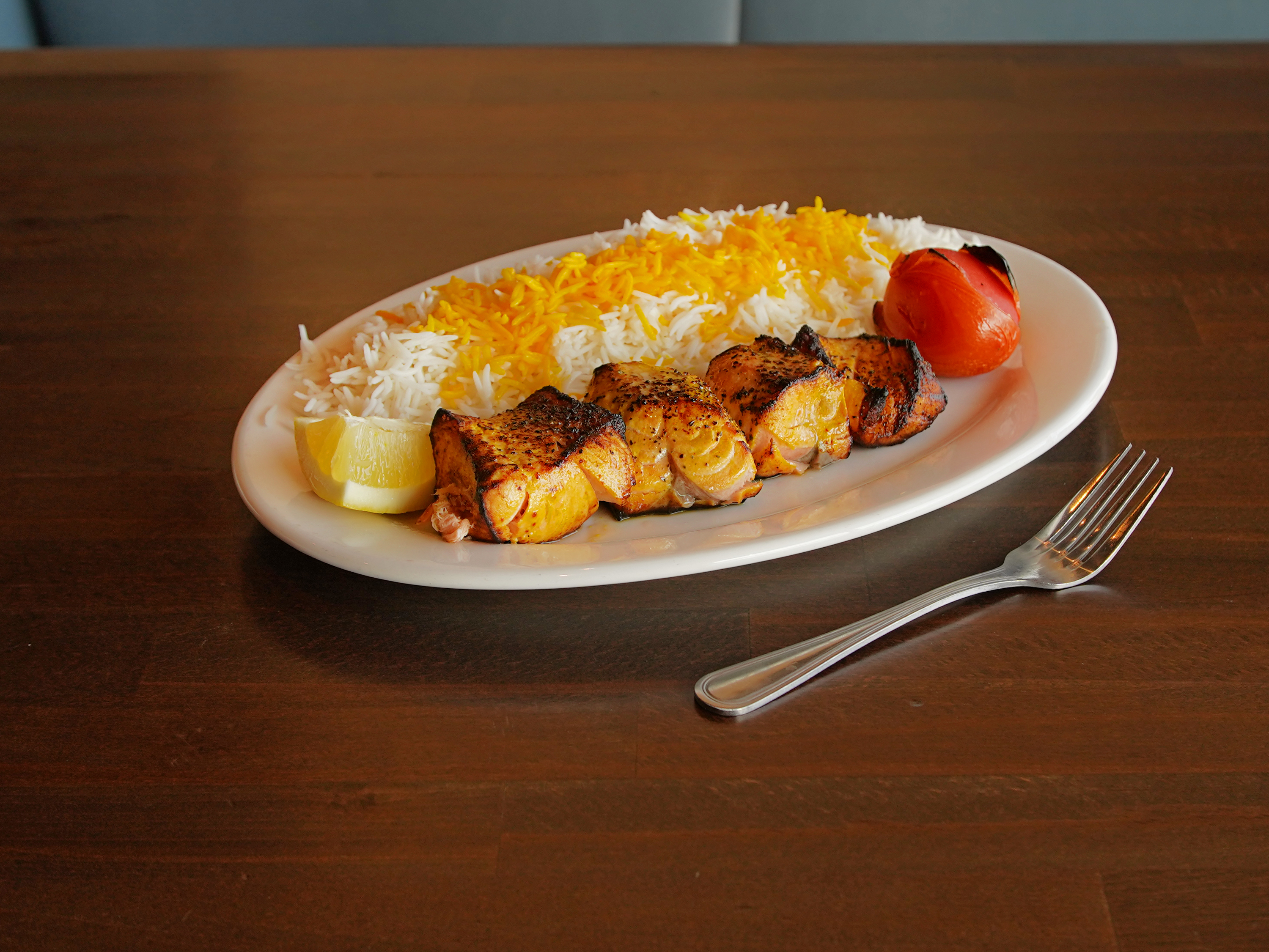 Order 37. Salmon Fish food online from Ali Baba Persian Restaurant store, Granada Hills on bringmethat.com