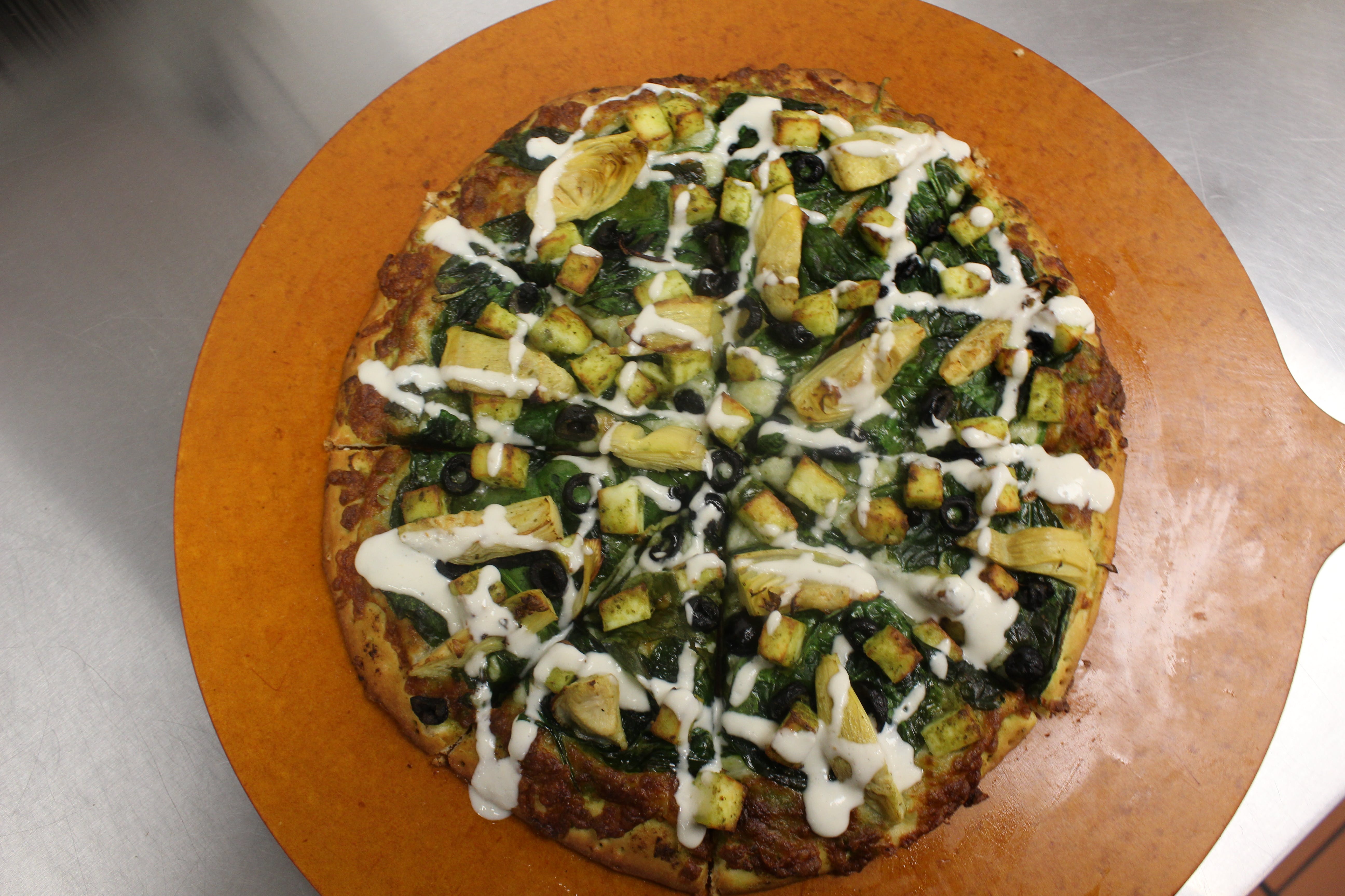 Order Spinach Pizza - Personal 7'' food online from Pizzeria Halt store, Modesto on bringmethat.com
