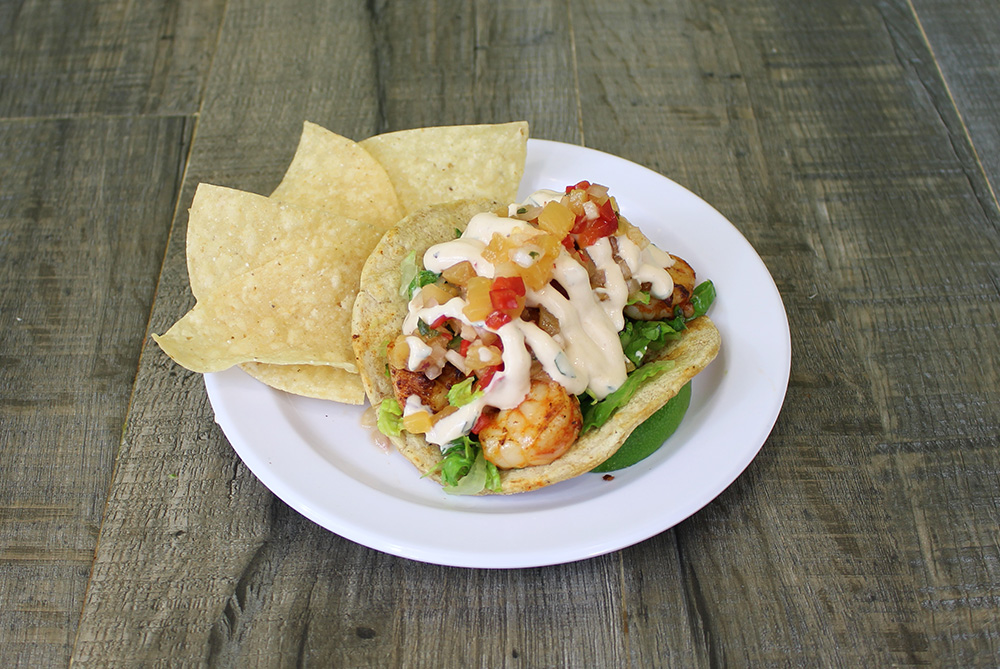 Order Shrimp Taco food online from Benny's tacos & chicken rotisserie store, Los Angeles on bringmethat.com