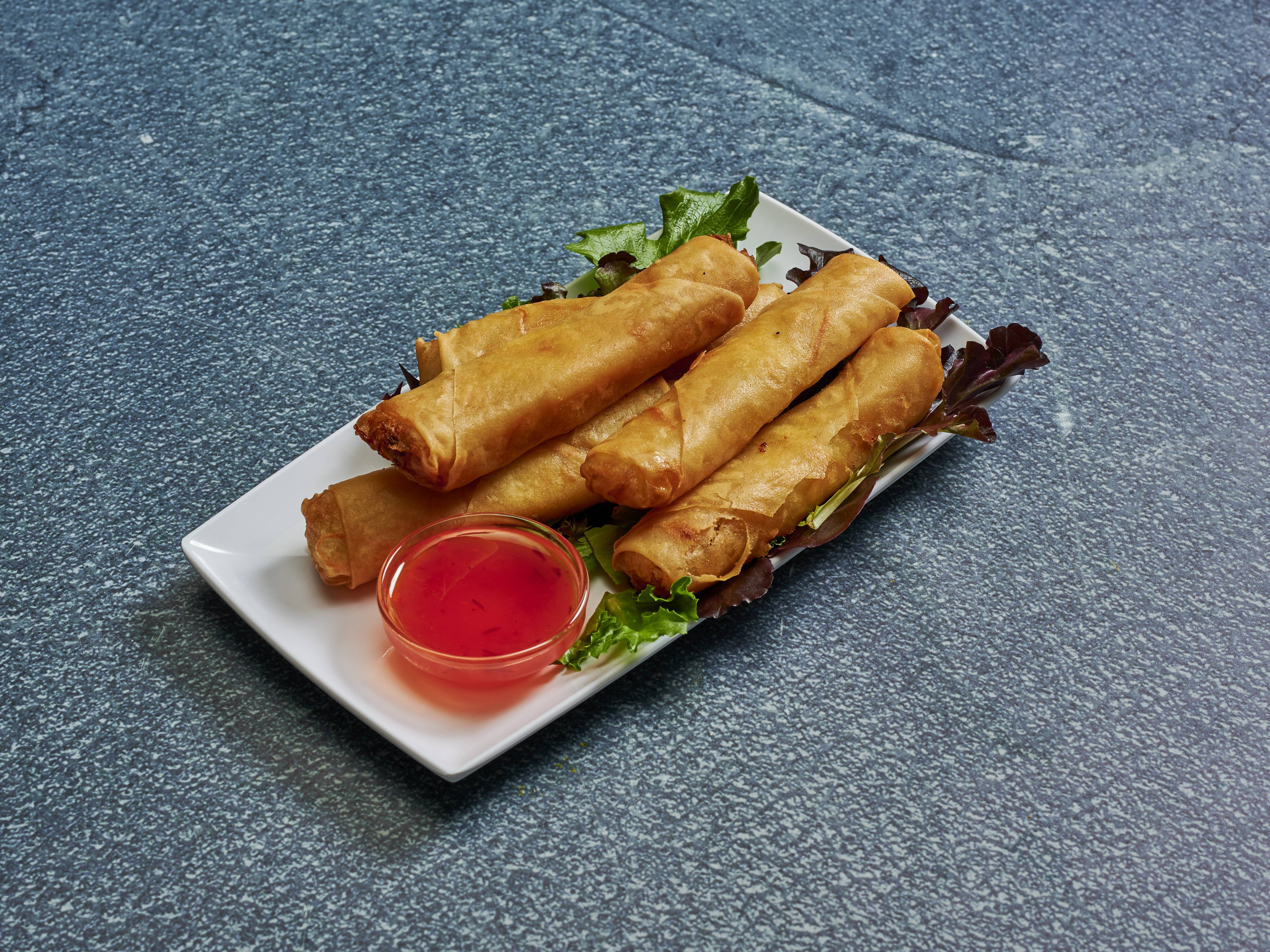 Order 5 Piece Egg Roll (no meat) food online from Double Delicious Thai Cuisine store, Fountain Valley on bringmethat.com
