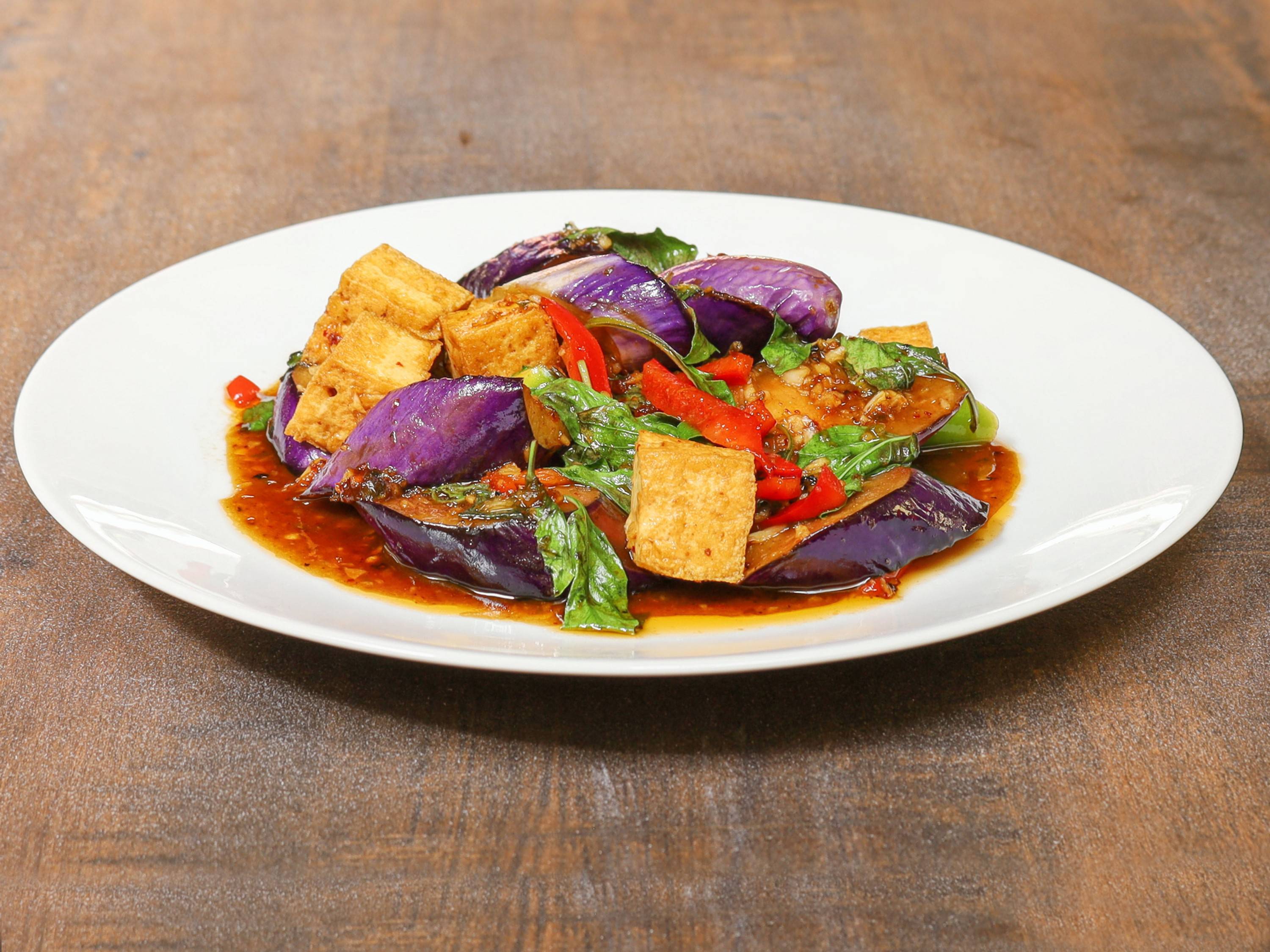Order Eggplant with Basil food online from Galanga Thai Restaurant store, Santa Barbara on bringmethat.com
