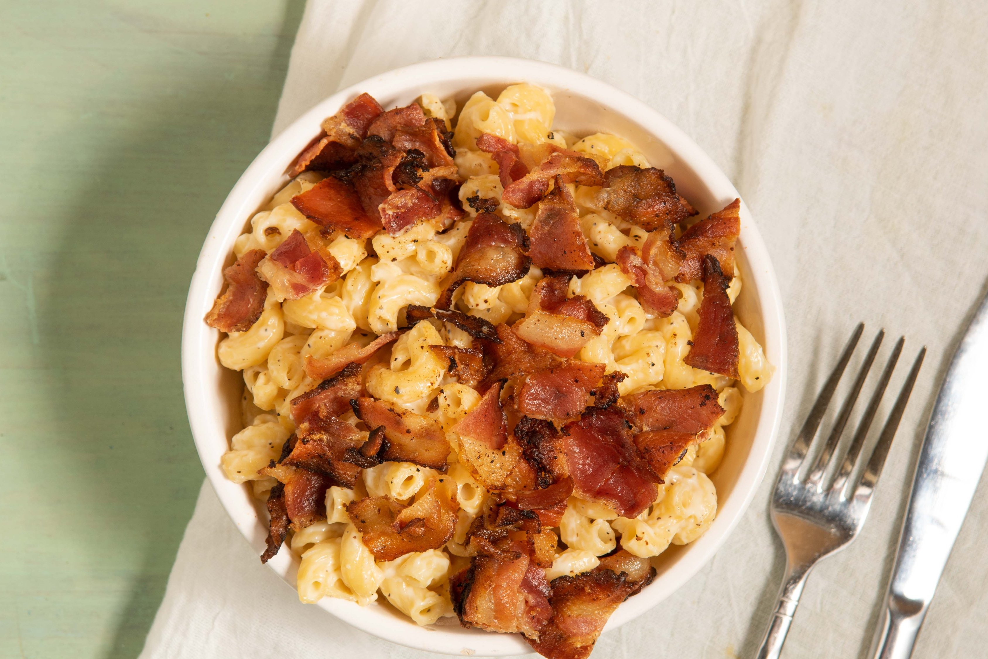 Order Mr. Bacon Mac food online from Cheesy Chick store, Williamsville on bringmethat.com