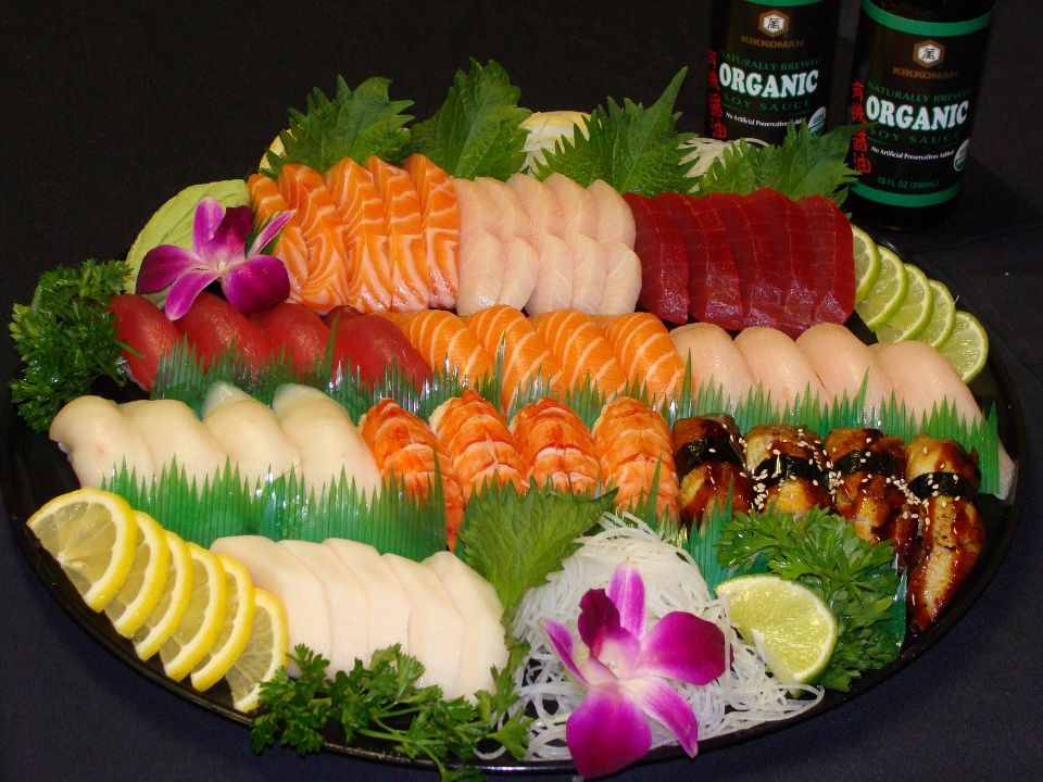 Order E: Sushi & Sashimi Platter 120 Pc food online from Genki Ya Organic Sushi store, Boston on bringmethat.com
