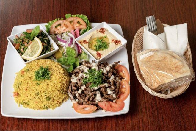 Order Beef Shawarma Plate food online from GOLDEN GRILL AUTHENTIC LEBANESE CUISINE store, Fresno on bringmethat.com