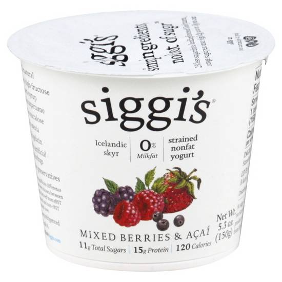 Order Siggis Skyr Acai And Mixed Berry Icelandic Style Yogurt food online from Deerings Market store, Traverse City on bringmethat.com