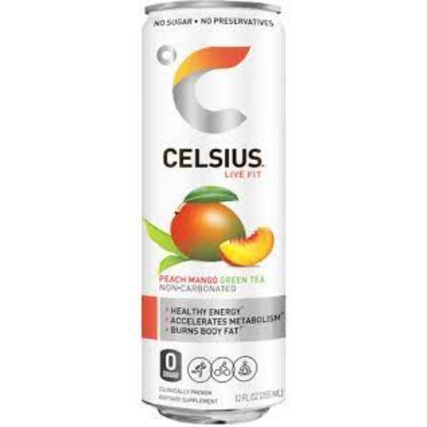 Order Celsius Peach Mango Green Tea 12oz Can food online from 7-Eleven store, Lavon on bringmethat.com