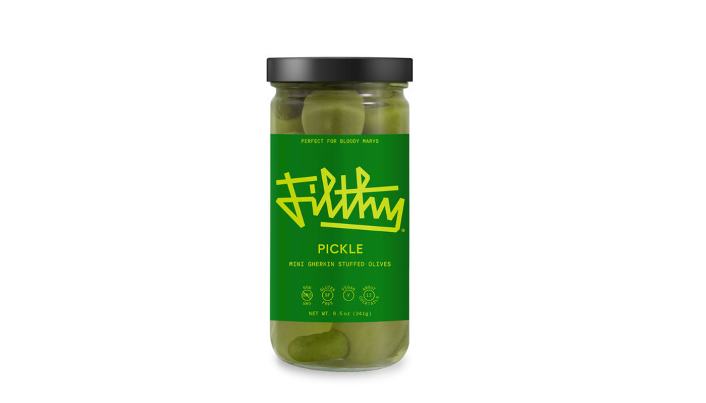 Order Filthy Pickle Olives 8oz Bottle food online from JR Food Mart store, Camarillo on bringmethat.com