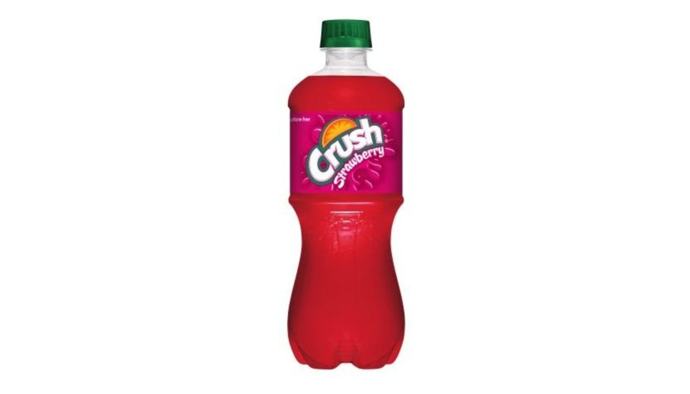 Order Crush Caffeine-Free Strawberry Soda 20 oz Bottle food online from Village Liquor store, Lancaster on bringmethat.com