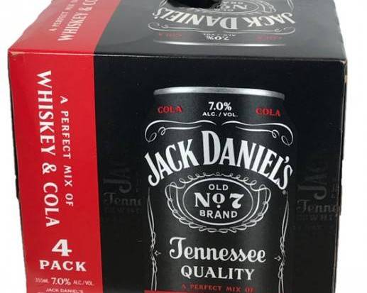 Order Jack Daniel's Whiskey & Cola, 355mL 4-Pack (7% ABV) food online from Moby Liquor store, Los Angeles on bringmethat.com