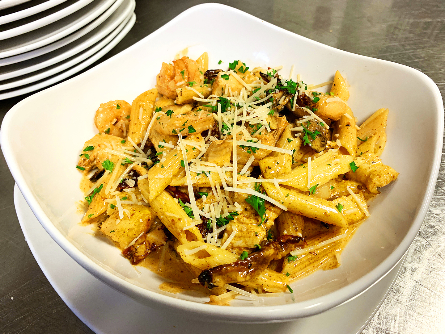 Order New Orleans Pasta food online from The Over/Under Bar & Grill store, Saint Louis on bringmethat.com