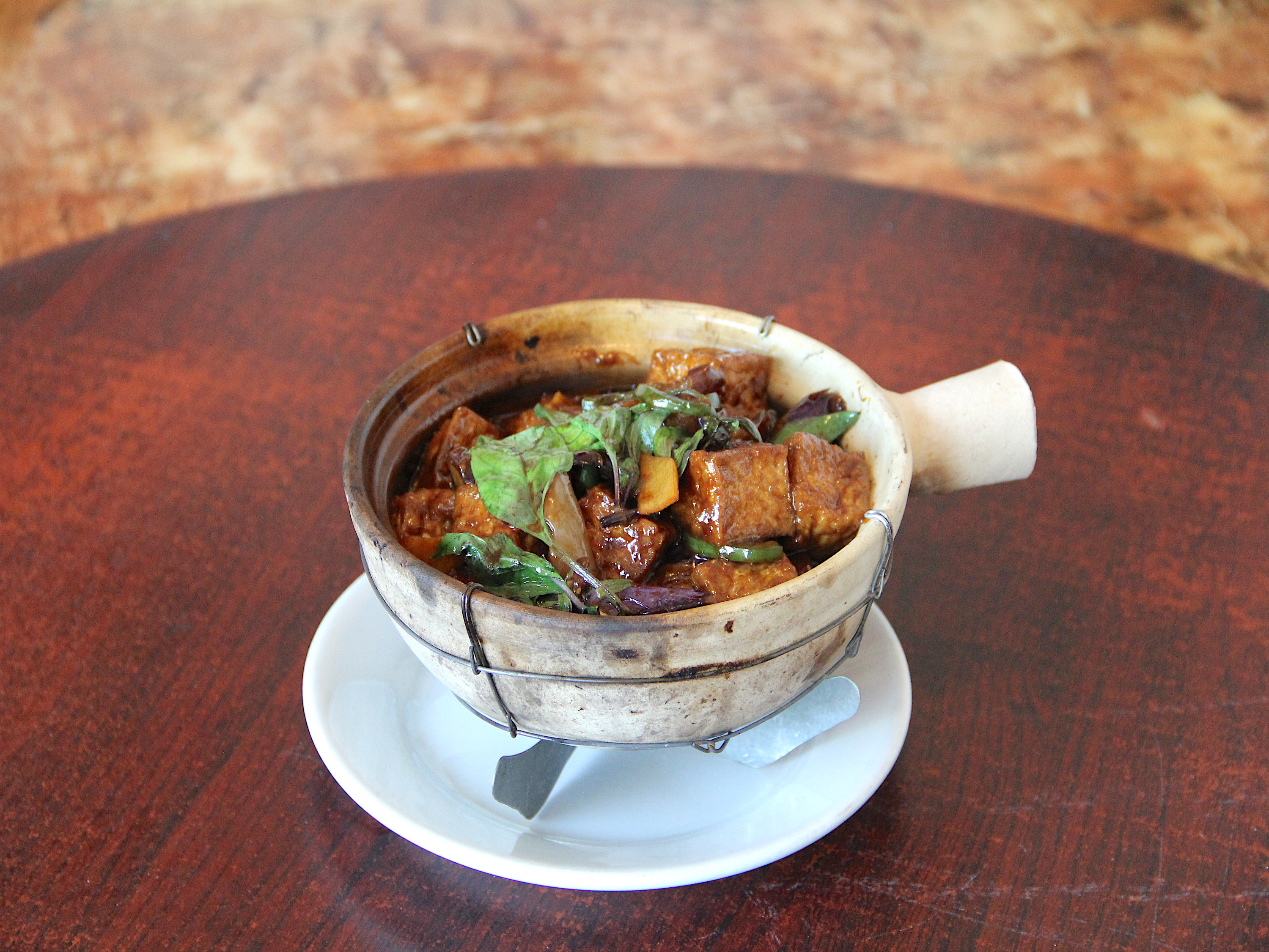 Order Clay Pot Eggplant Tofu food online from House Of Fortune Vegetarian store, Chino on bringmethat.com