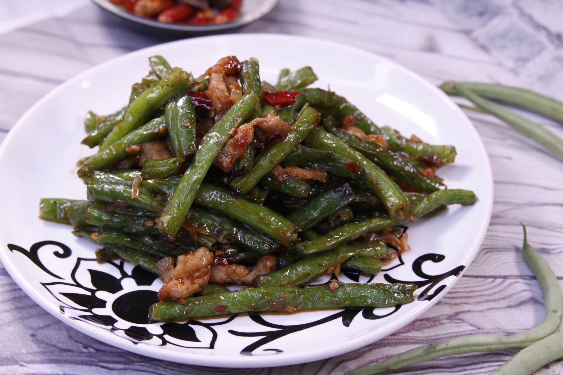 Order Diced Pork with Green Beans food online from Tasty Dish Chinese Street Food store, Hellertown on bringmethat.com