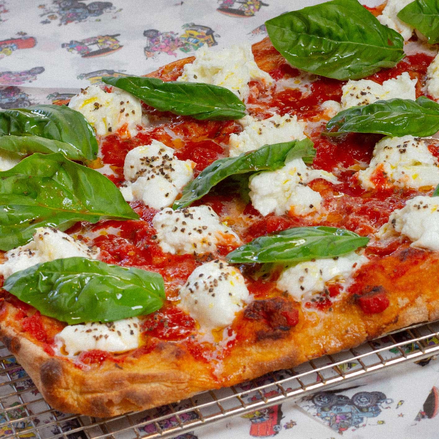 Order Margherita Pizza Pie - 5 Slices food online from Chill Since 93 store, Los Angeles on bringmethat.com