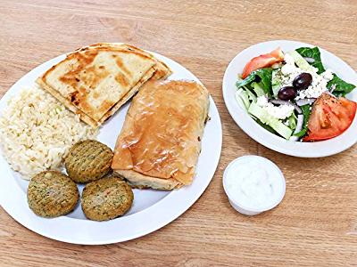 Order Spanakopita and Falafel Combo food online from Elsa's Kitchen store, San Diego on bringmethat.com