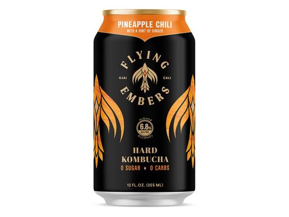 Order Flying Embers Pineapple Chili Hard Kombucha - 6x 12oz Cans food online from Goody Goody Liquor store, Dallas on bringmethat.com