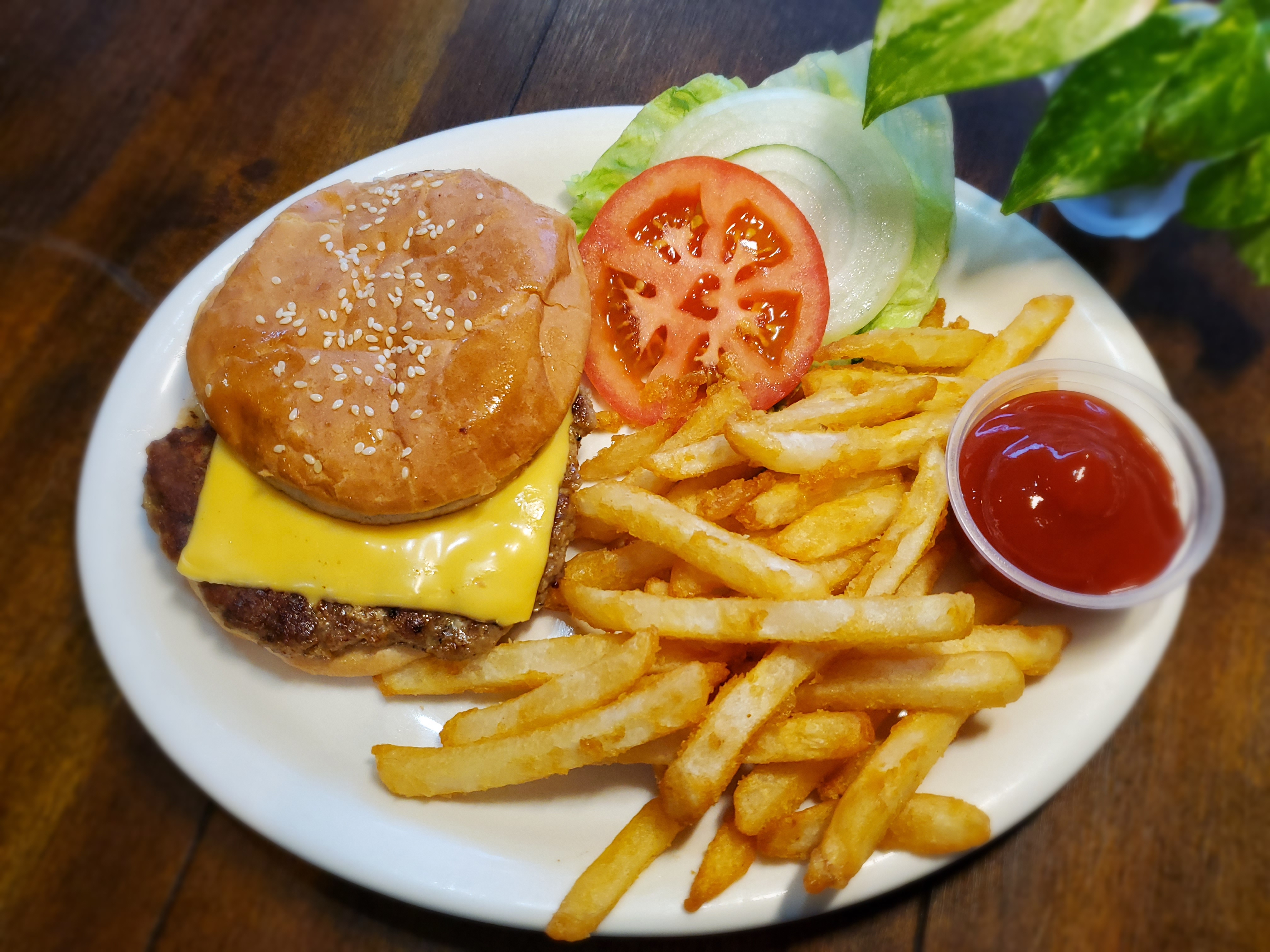 Order Cheeseburger food online from Aloha Sunrise Cafe store, Henderson on bringmethat.com
