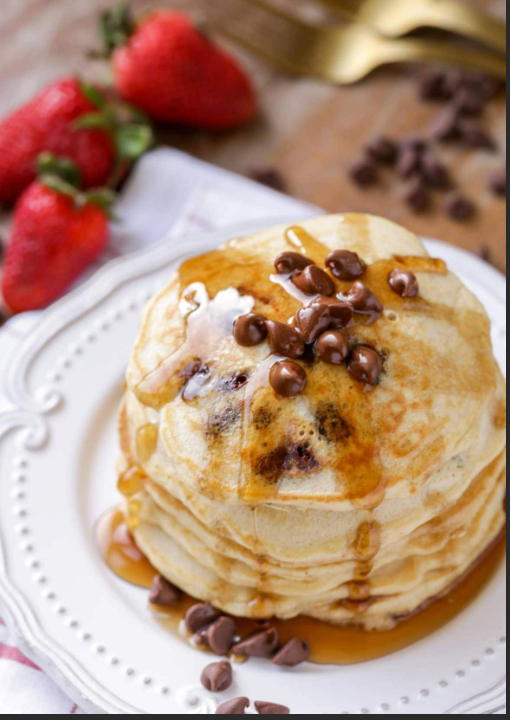 Order Three Chocolate Chip Pancakes food online from Janik's Cafe store, Chicago on bringmethat.com