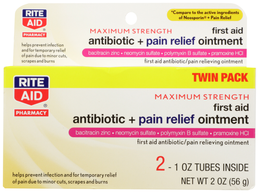 Order Rite Aid Pharmacy Antibacterial Ointment Plus Pain Relief - 2 ct food online from Rite Aid store, Cathedral City on bringmethat.com